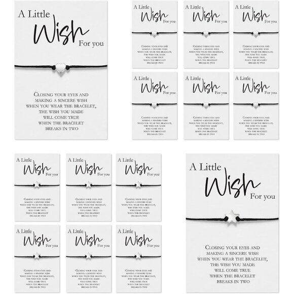 24 Pcs Womens Heart and Star Wish Bracelets Set Adjustable Wax Rope Gifts - Picture 1 of 7